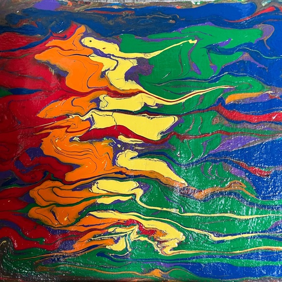 Rainbow paint pour in honor of PRIDE - 8” x 10” canvas board - Picture 6 of 6